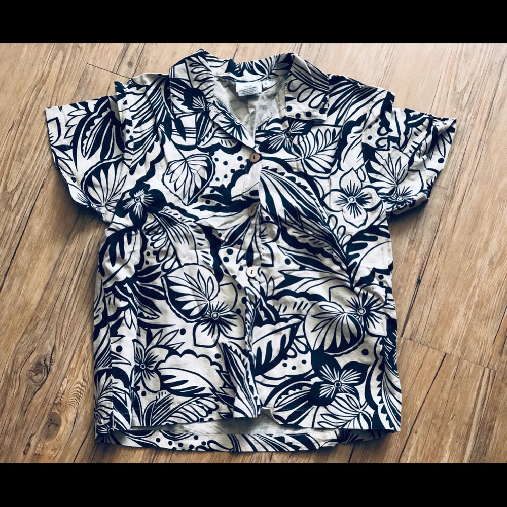 Black and Tan floral button down shirt